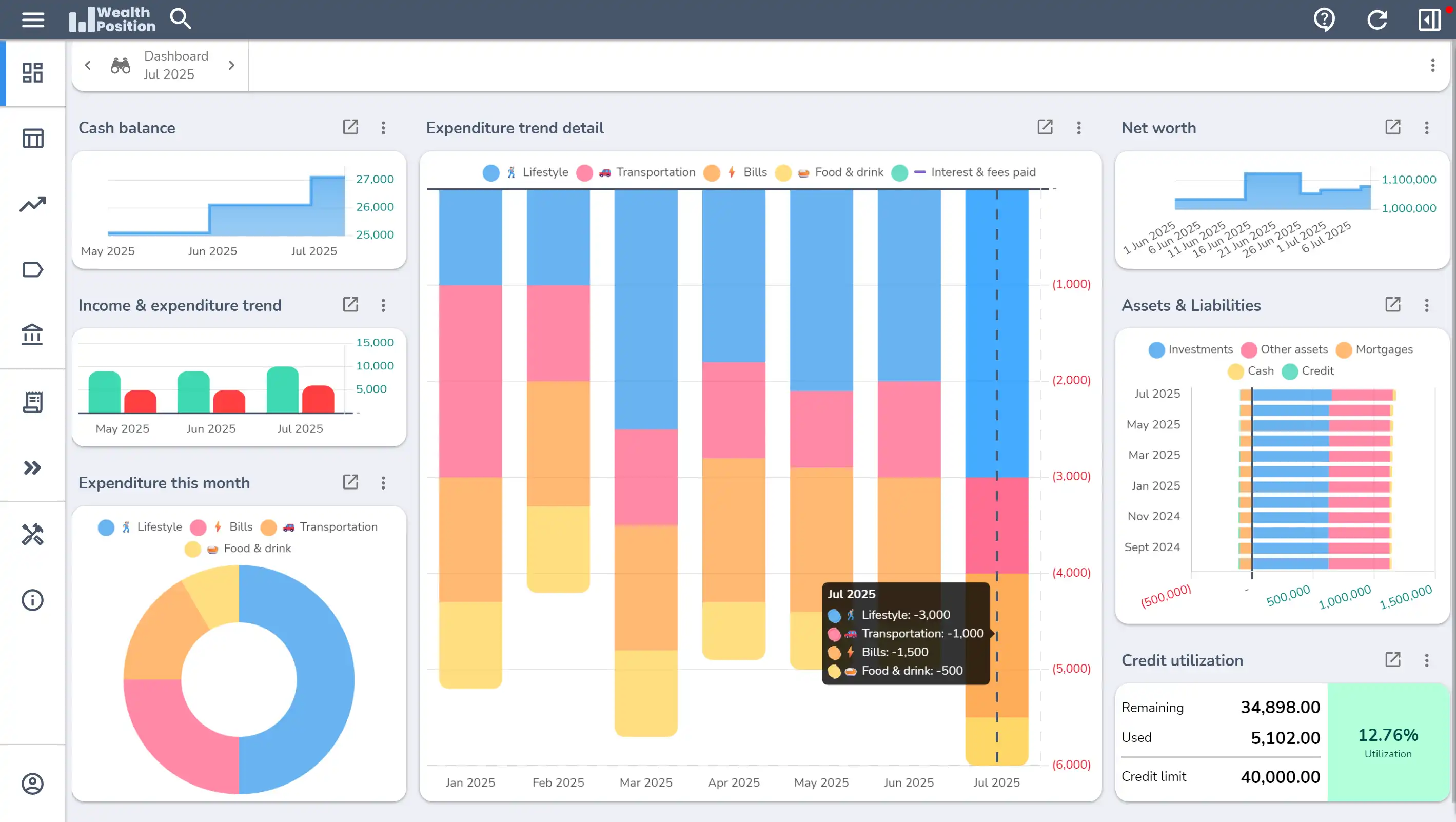 WealthPosition app screenshot