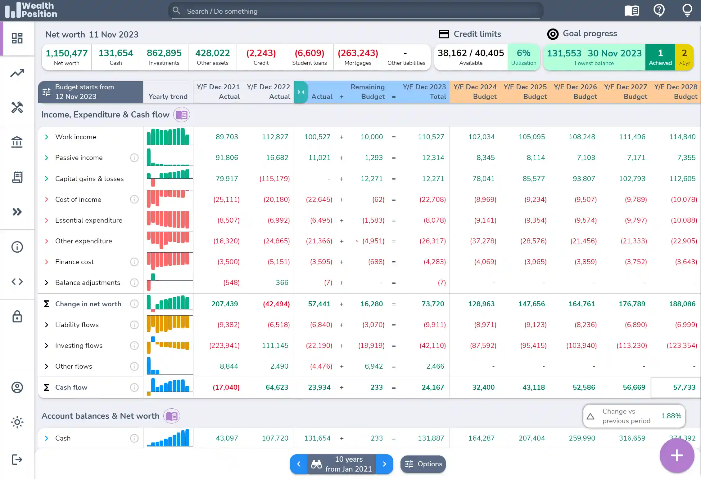 WealthPosition app screenshot